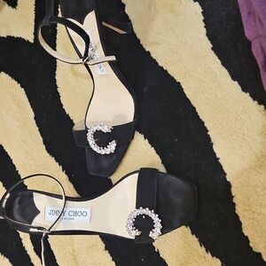 Jimmy Choo Black Heels with Crystal Embellishment. Excellent Condition.